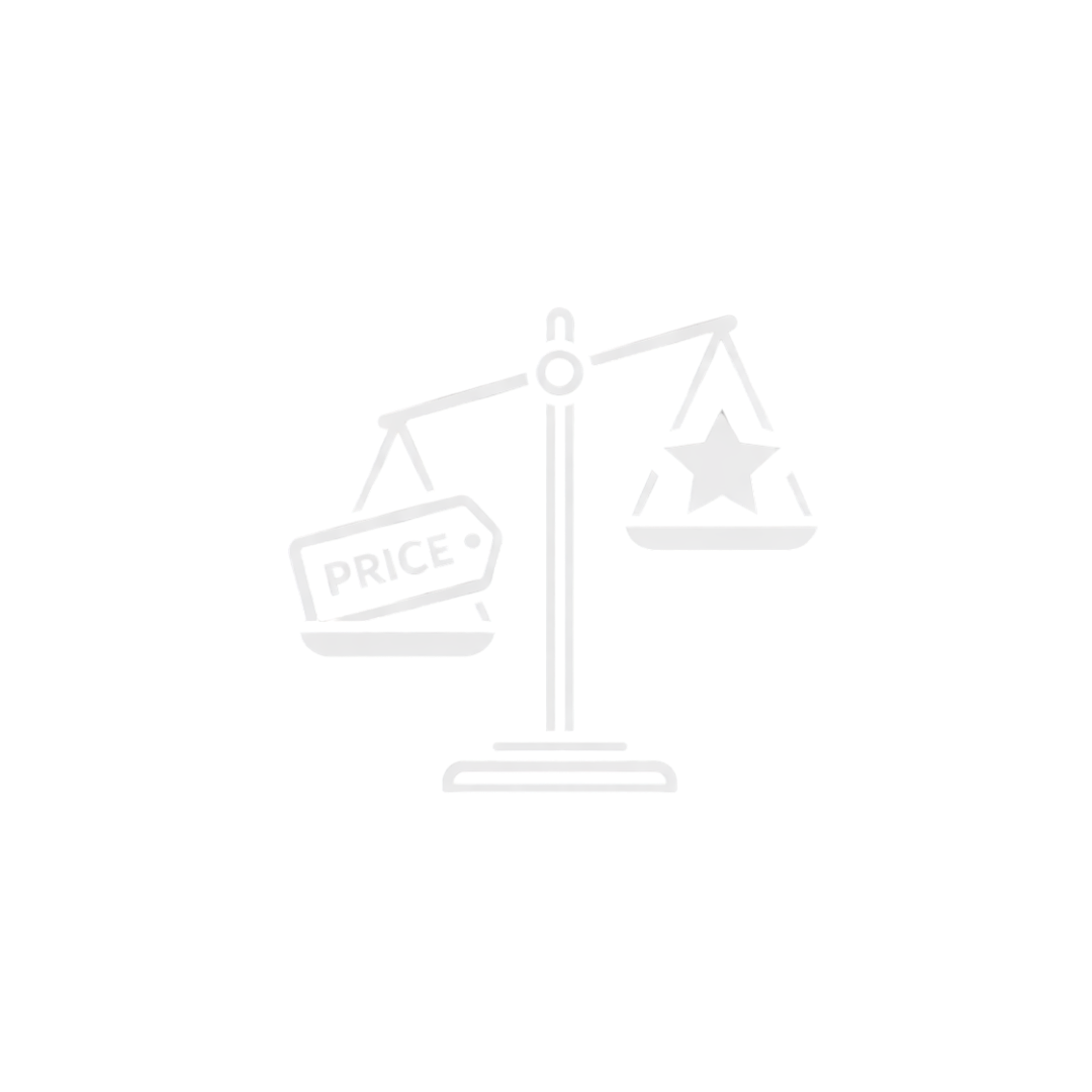 Scales comparing price versus value, with price outweighing value