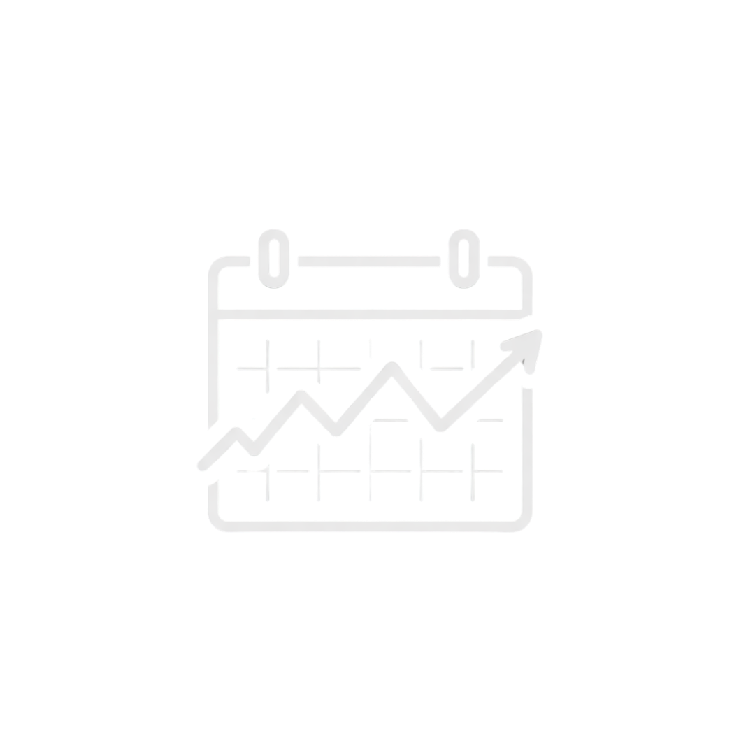Calendar with zigzag line representing inconsistent work throughout the year
